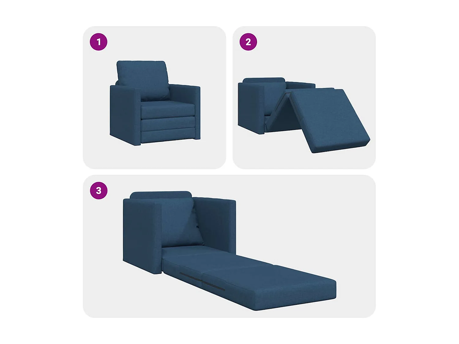 Sofá-Cama Azul 74 x 77 x 81 cm tecido