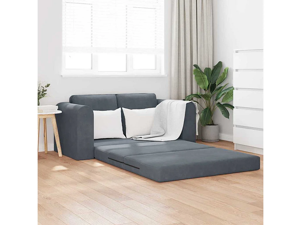 Sofá-Cama Cinza Escuro 148 x 71 x 83 cm Veludo