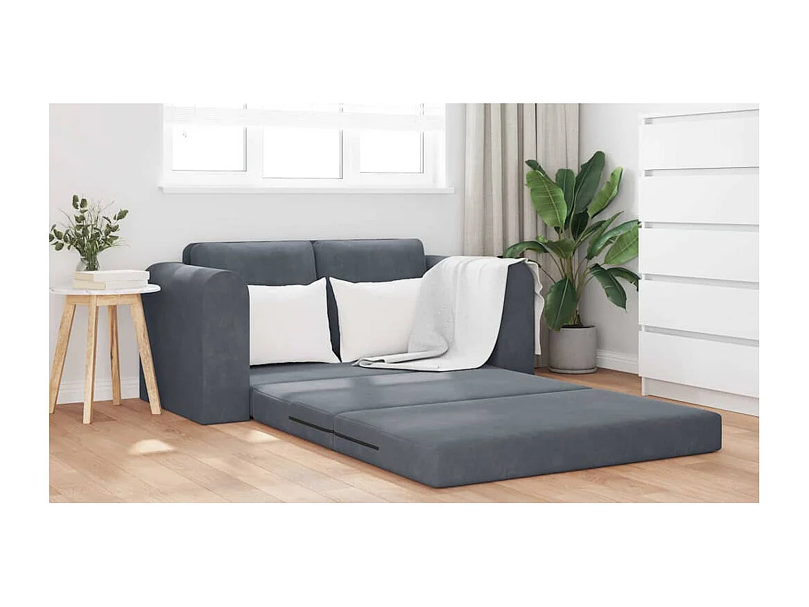 Sofá-Cama Cinza Escuro 148 x 71 x 83 cm Veludo