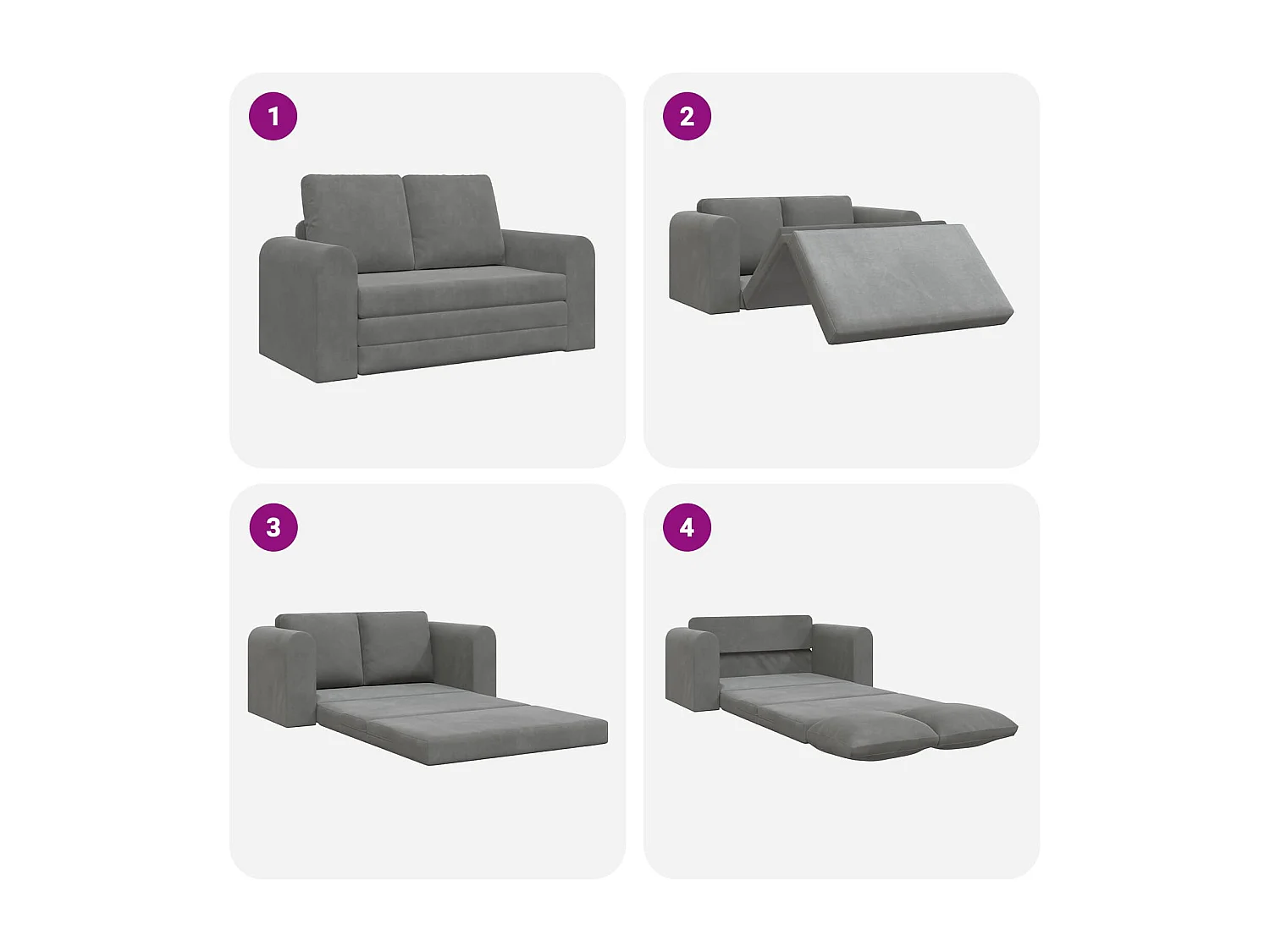 Canapé-Lit 60cm Gris foncé Velours