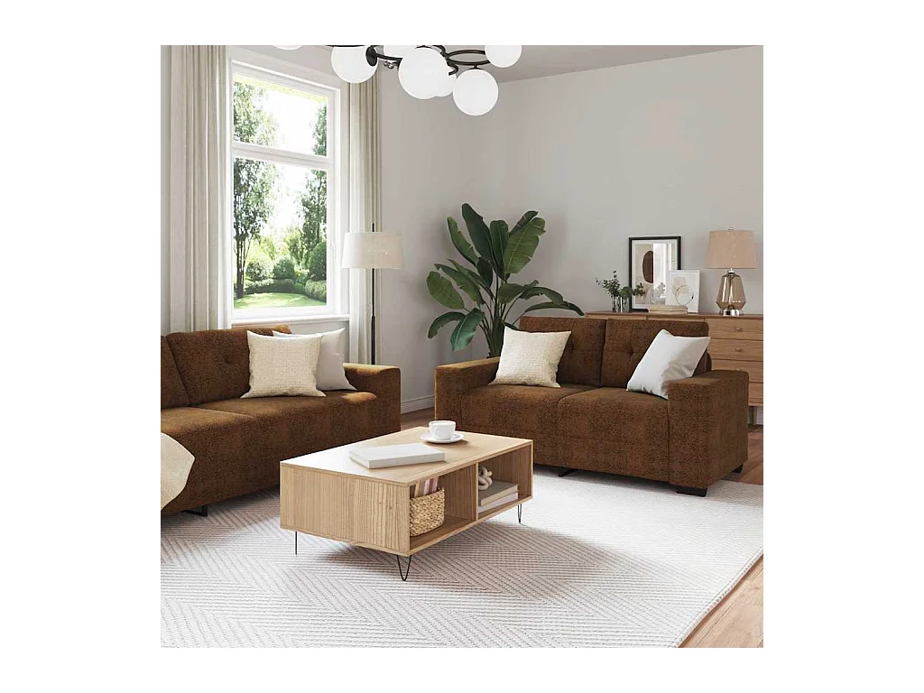 Divano 2 pcs Marrone 221 x 78 x 80 cm Pelle sintetica