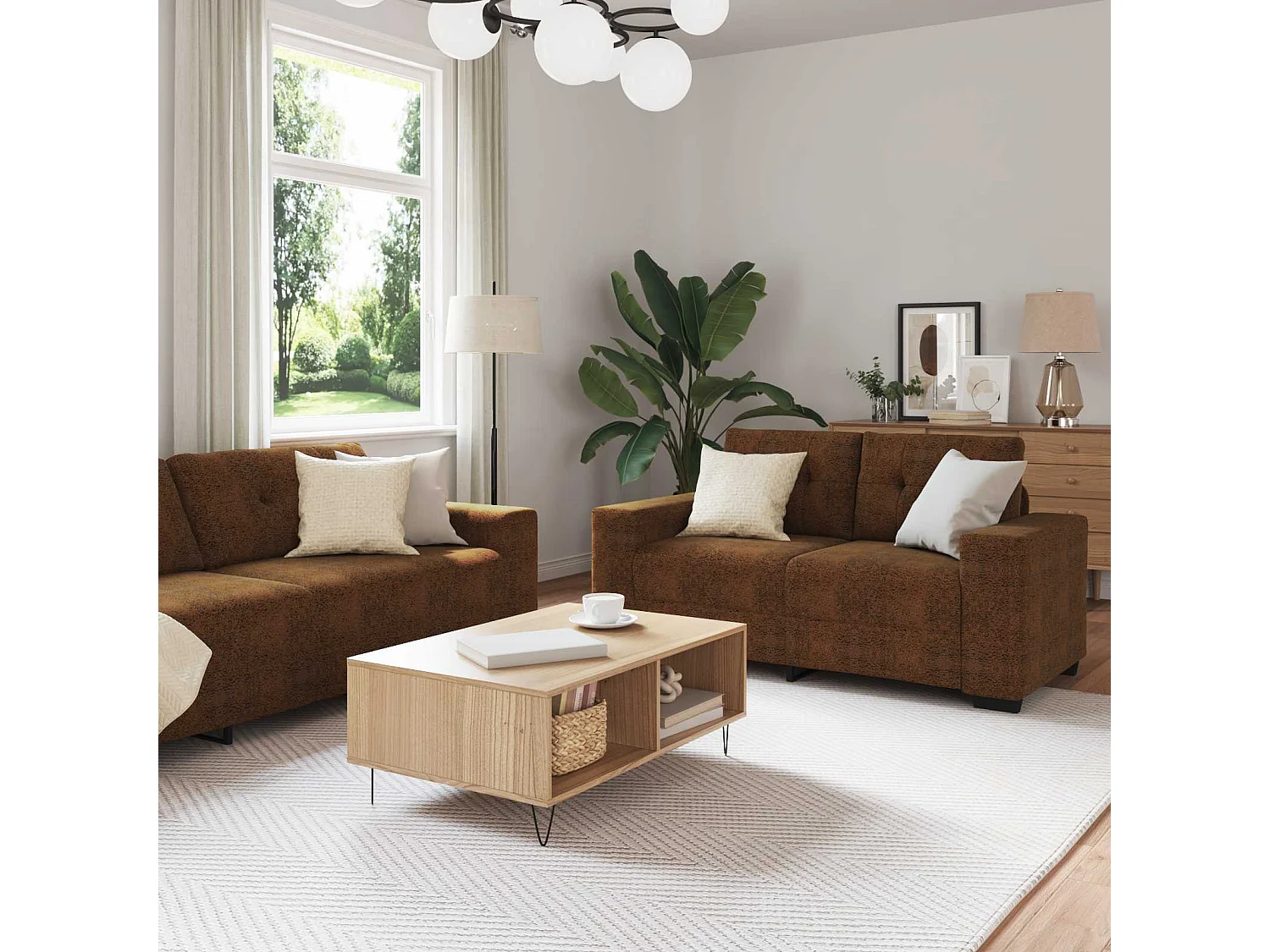 | Sofá | 2 pcs Marrón 221 x 78 x 80 cm Cuero sintético