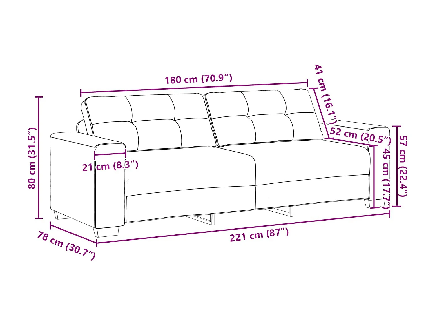 | Sofá | 2 pcs Marrón 221 x 78 x 80 cm Cuero sintético