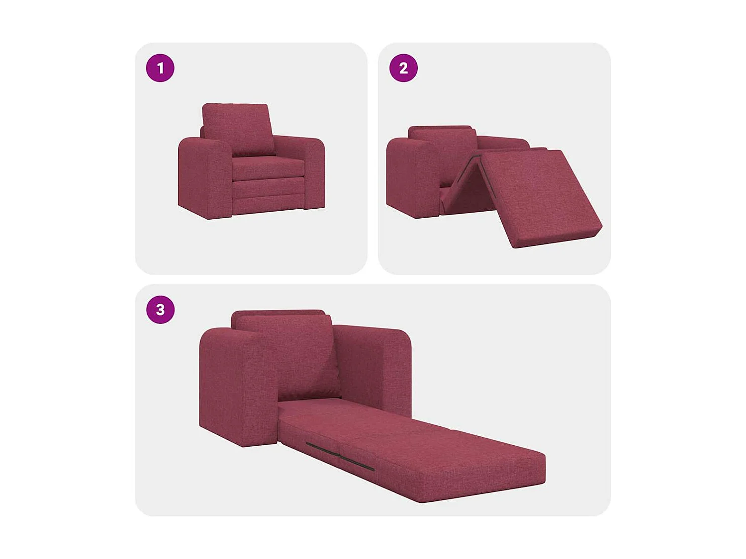 Sofá cama Rojo vino 98 x 71 x 83 cm Terciopelo