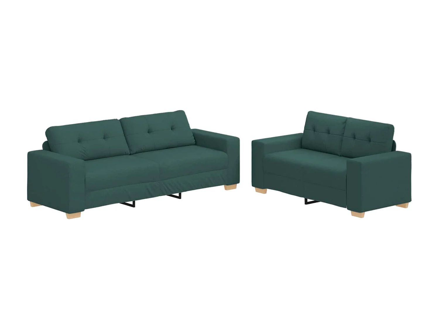 Canapé 2 pcs Vert Tissu en lin mélangé