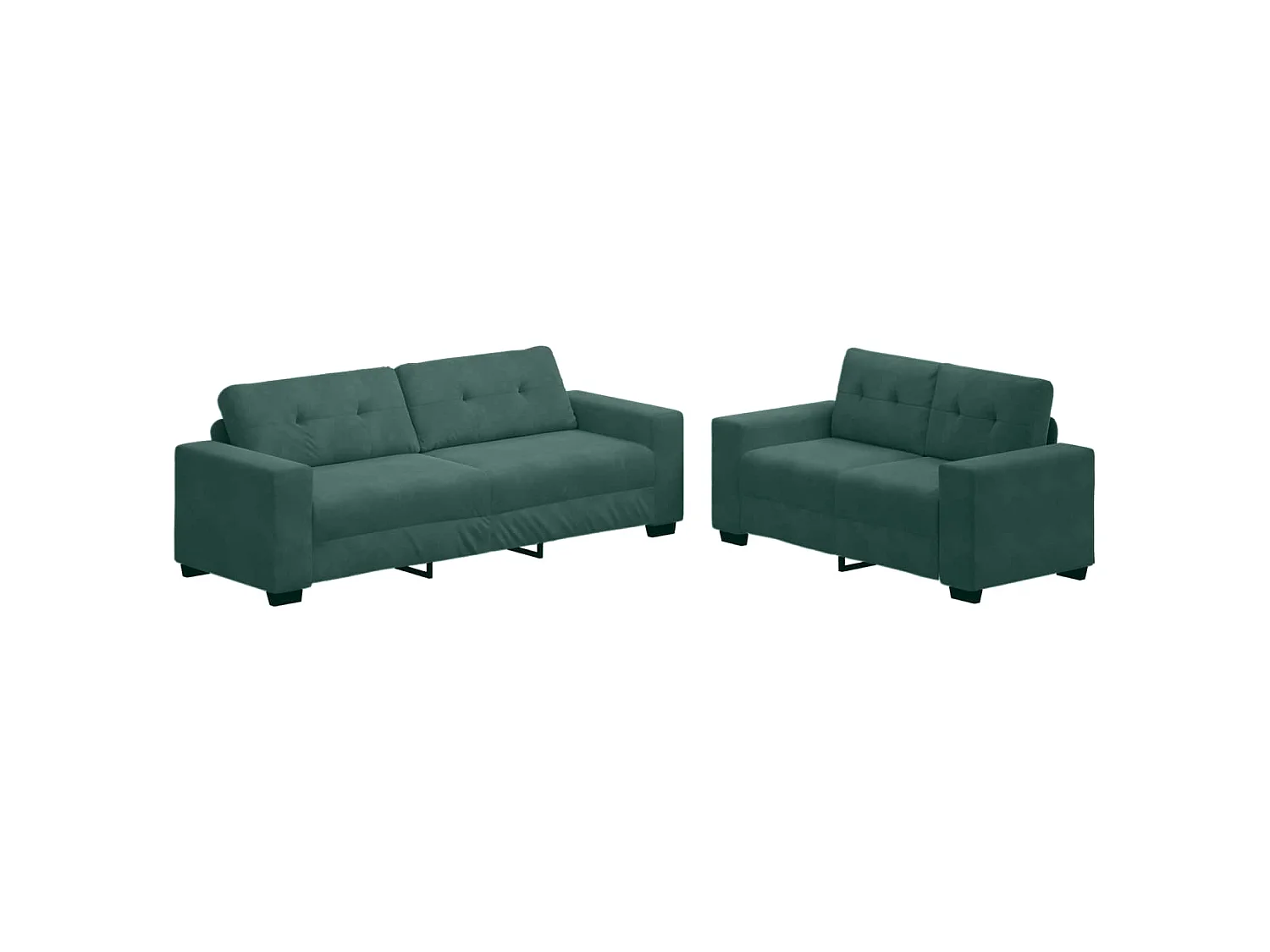 Divano 2 pcs Verde Scuro 221 x 80 x 80 cm Tessuto