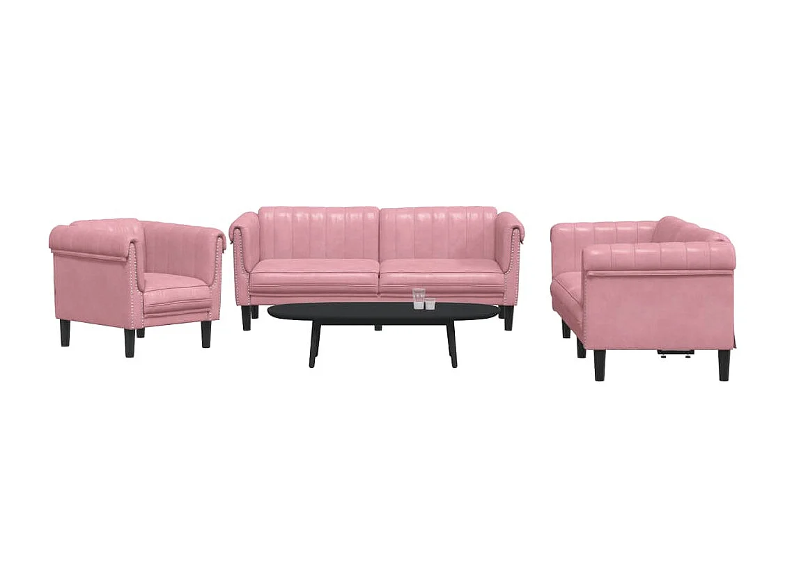 Ensemble de canapés 3 pcs rose velours