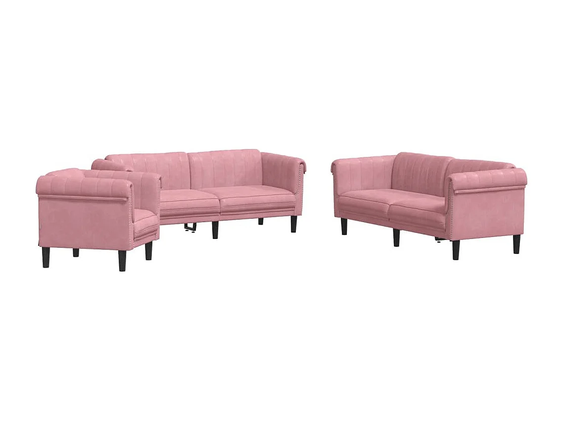 Ensemble de canapés 3 pcs rose velours