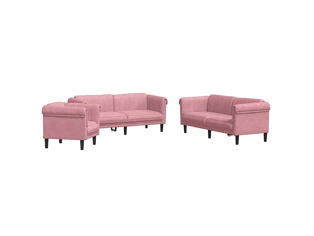 3-tlg. Sofagarnitur Rosa Samt