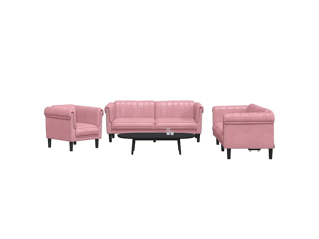 3-tlg. Sofagarnitur Rosa Samt