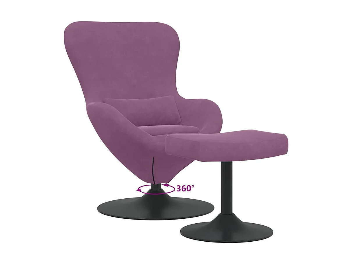 Egg Chair met Voetsteun Paars 63 x 73 x 90 cm Fluweel