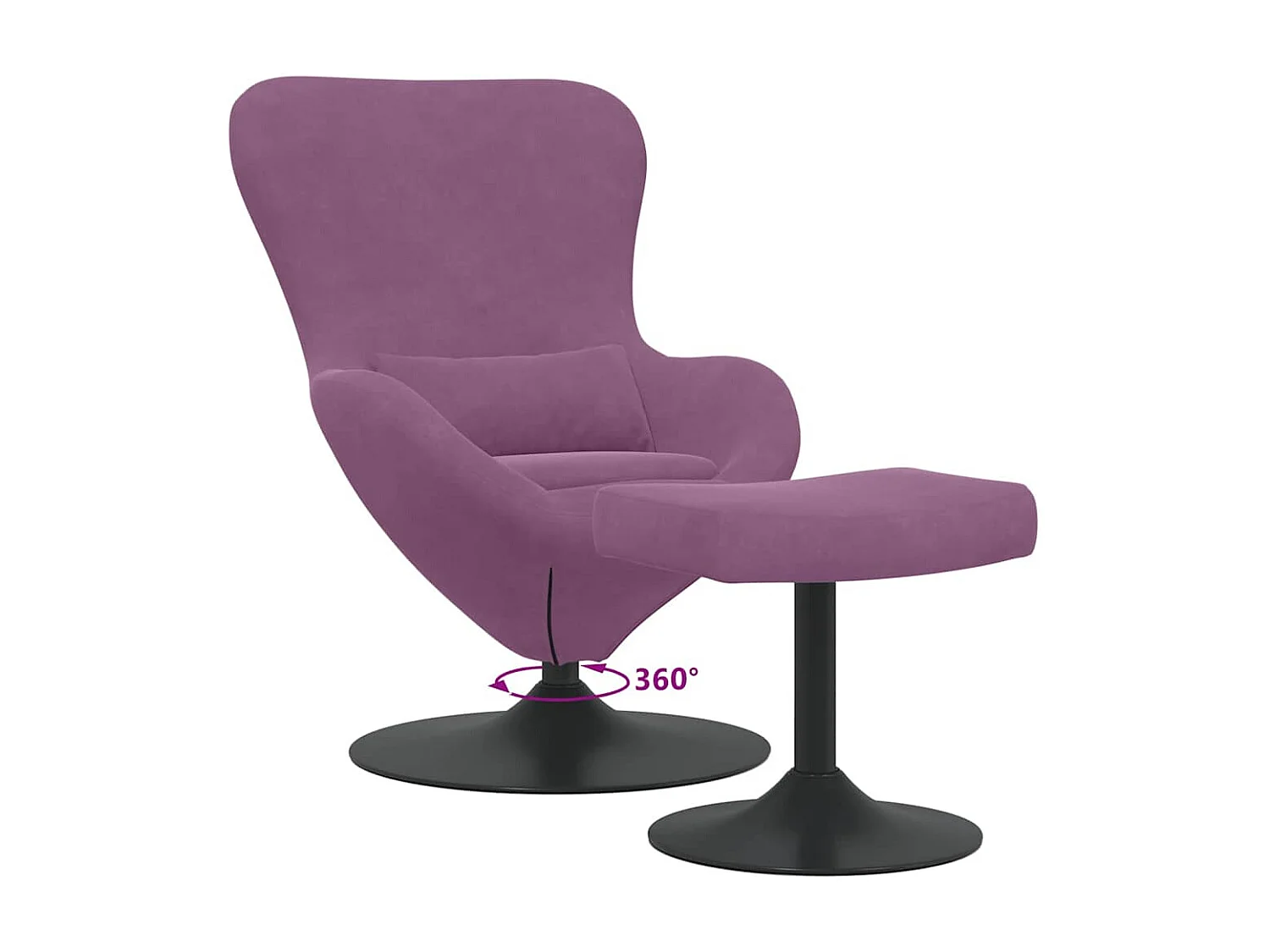Egg Chair met Voetsteun Paars 63 x 73 x 90 cm Fluweel