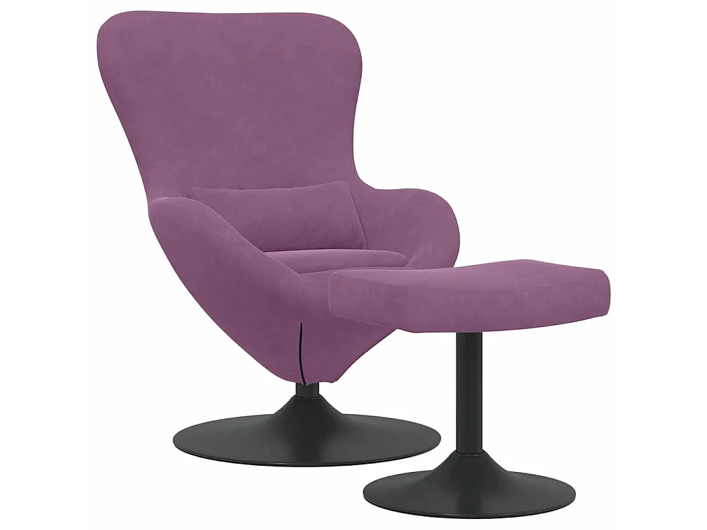 Chaise Œuf avec Pouf Violet Velours