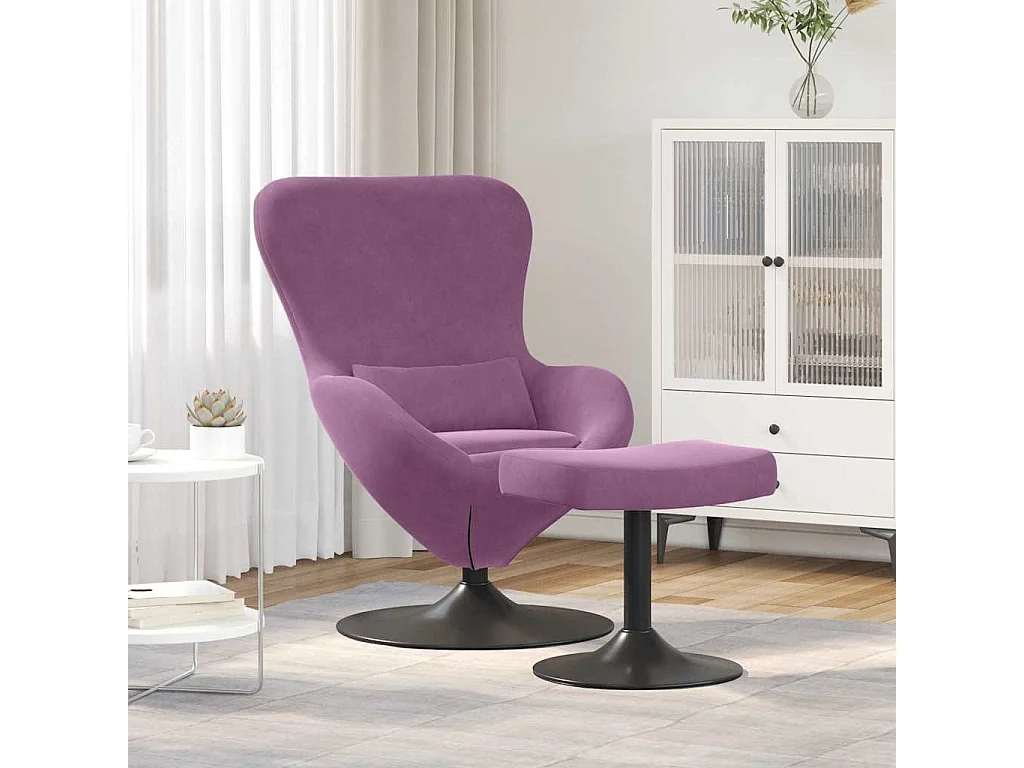 Chaise Œuf avec Pouf Violet Velours
