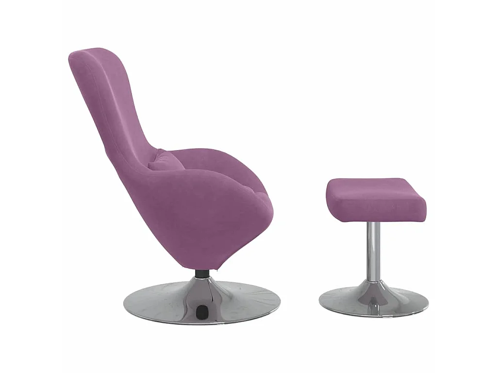 Chaise Œuf avec Pouf Violet Velours