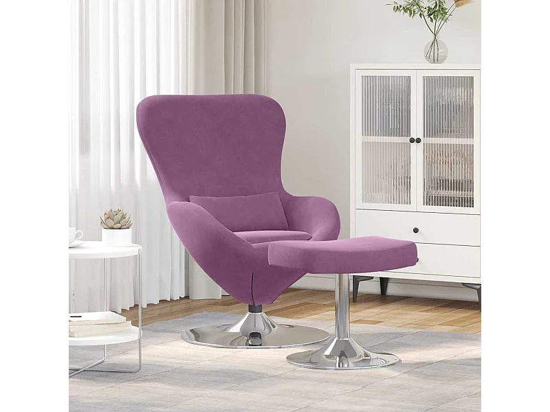 Cadeira Egg com Puff Roxo 63 x 73 x 90 cm Veludo