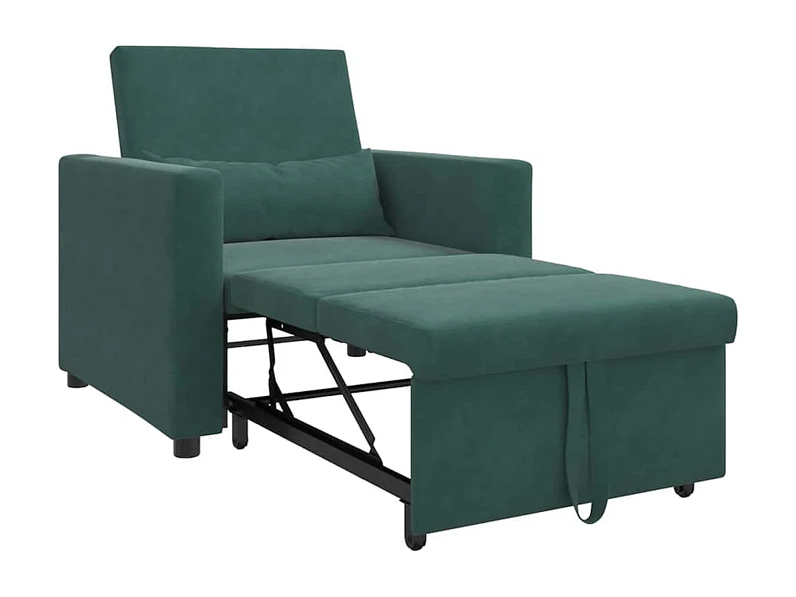 Divano Letto Singolo Verde scuro 90 x 165 x 87 cm Velluto