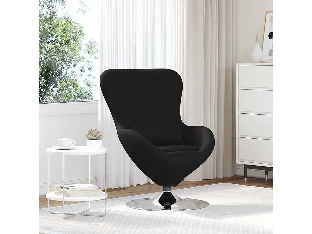 Fauteuil œuf Noir 63 x 73 x 90 cm tissu