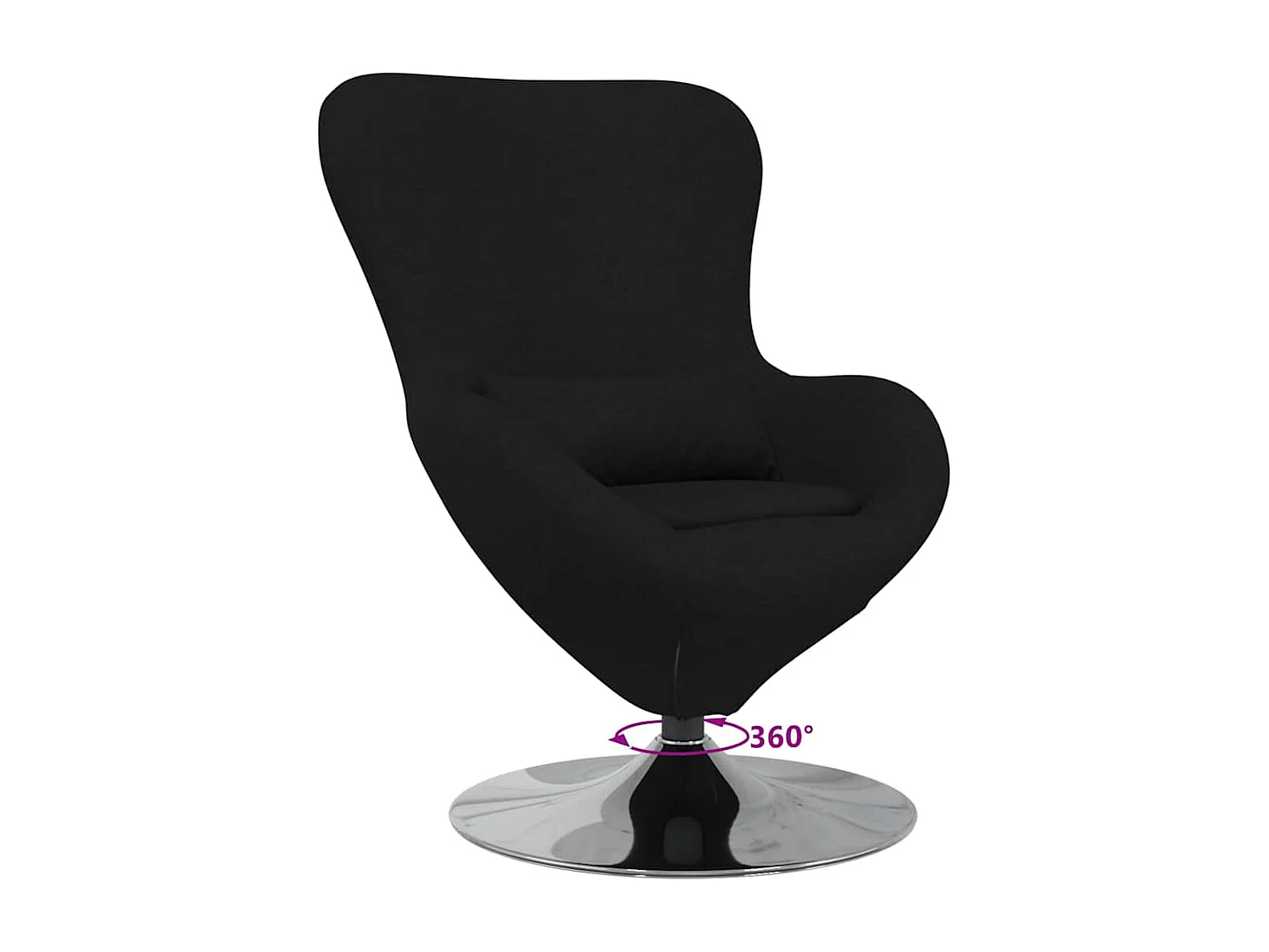 Fauteuil œuf Noir 63 x 73 x 90 cm tissu