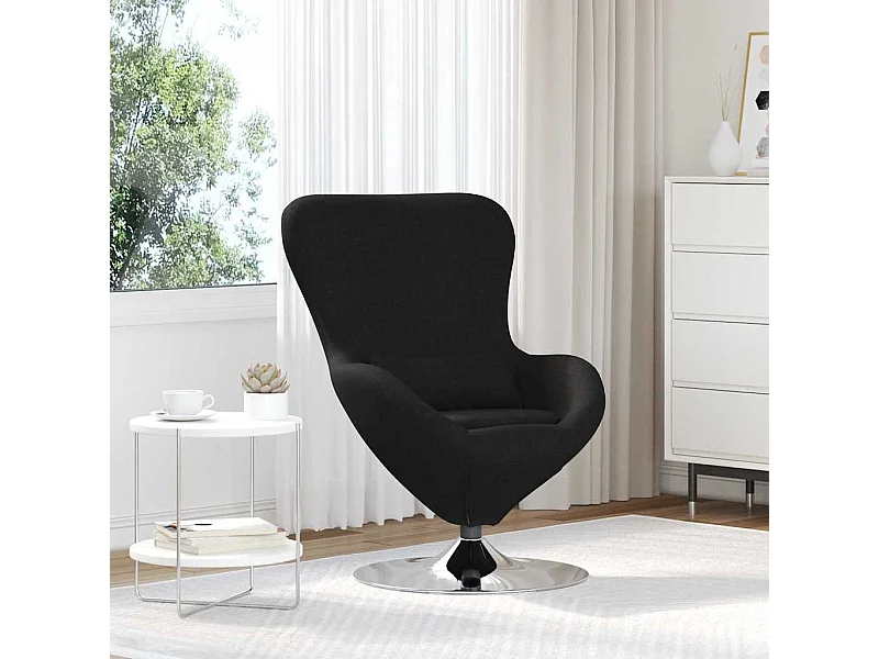 Fauteuil œuf Noir 63 x 73 x 90 cm tissu