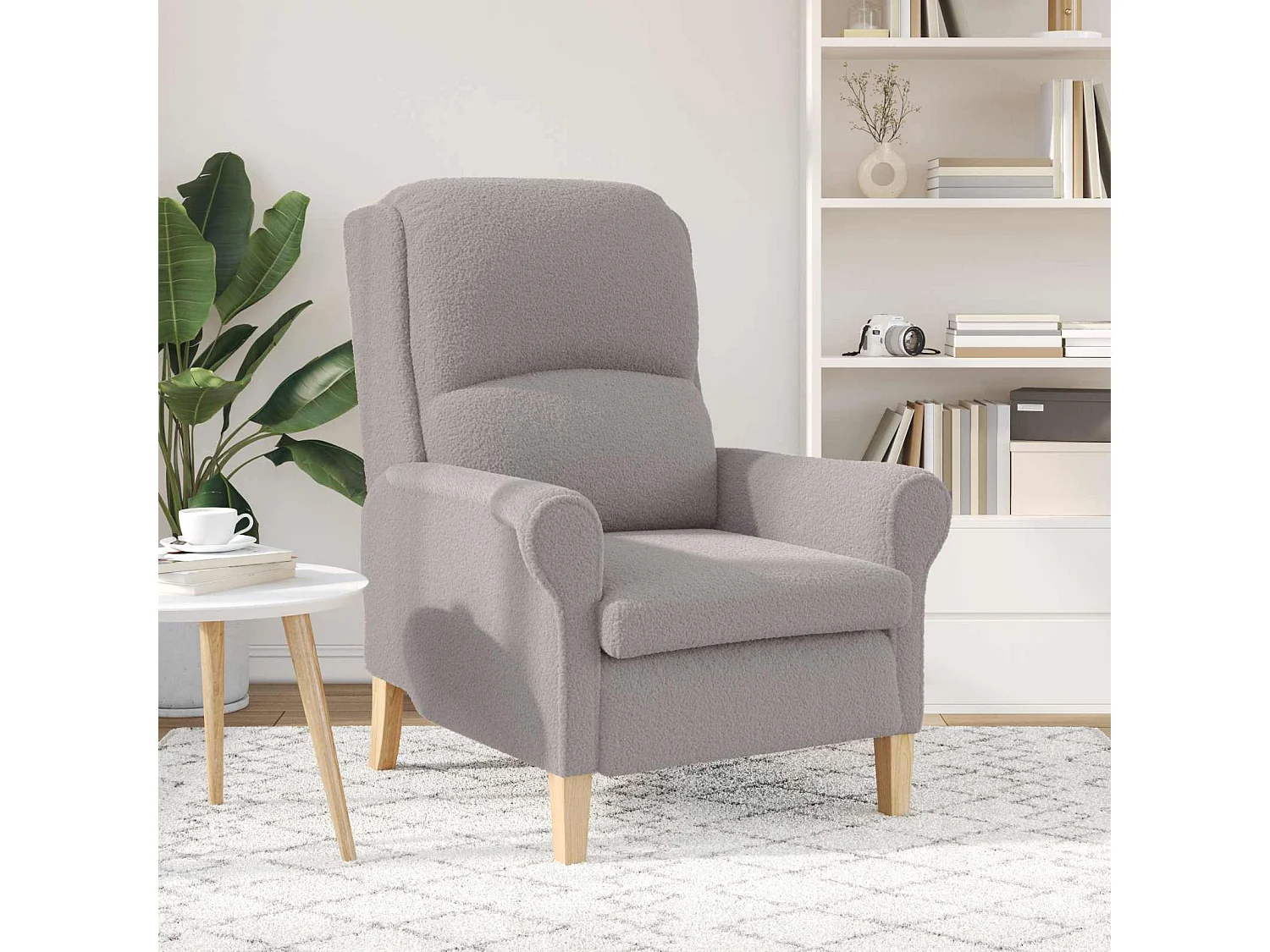 fauteuil Gris clair Tissu en Sherpa doux