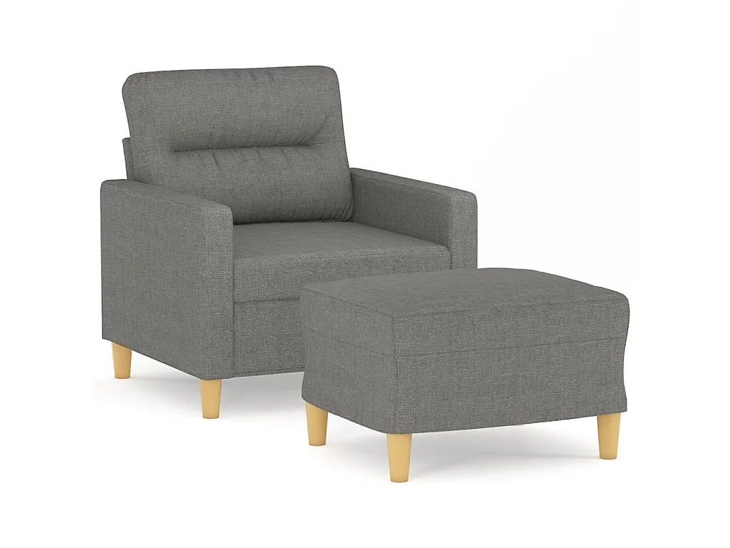 Sillón con taburete tela gris oscuro 60 cm