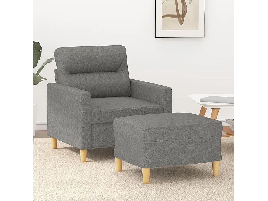 Sillón con taburete tela gris oscuro 60 cm