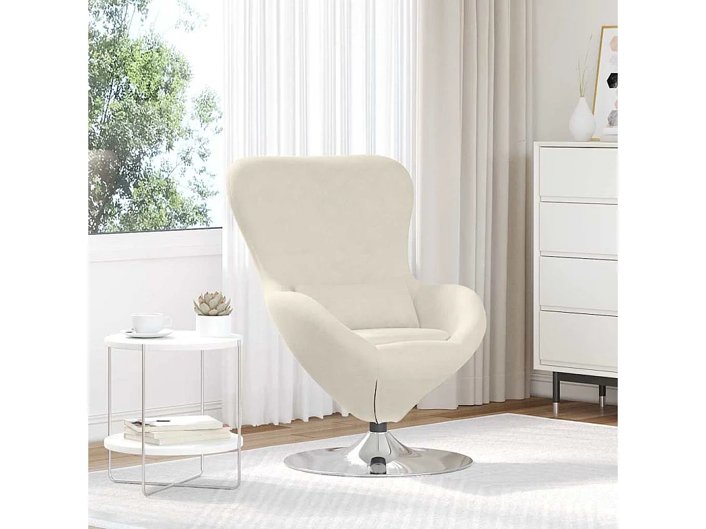 Fauteuil œuf Crème 63 x 73 x 90 cm Velours