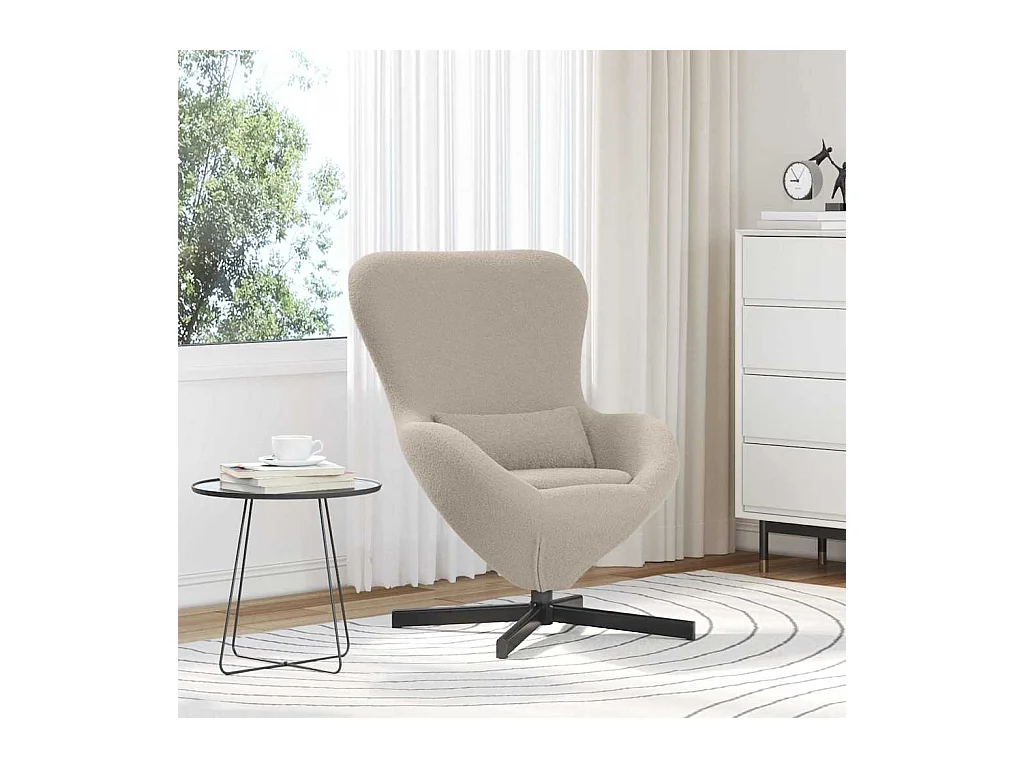 Fauteuil œuf Gris clair Tissu ressemblant à de la laine bouclée