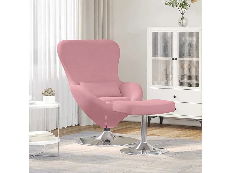 Cadeira Egg com Puff Rosa 63 x 73 x 90 cm Veludo