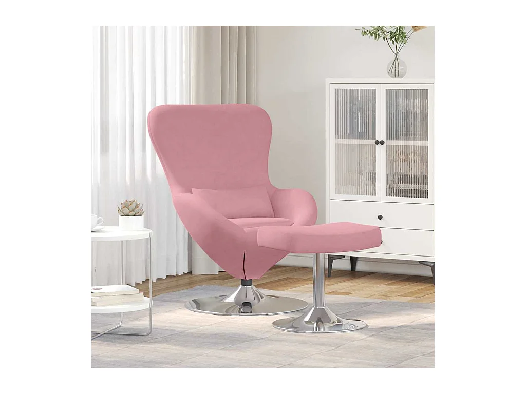 Chaise Œuf avec Pouf Rose 63 x 73 x 90 cm Velours