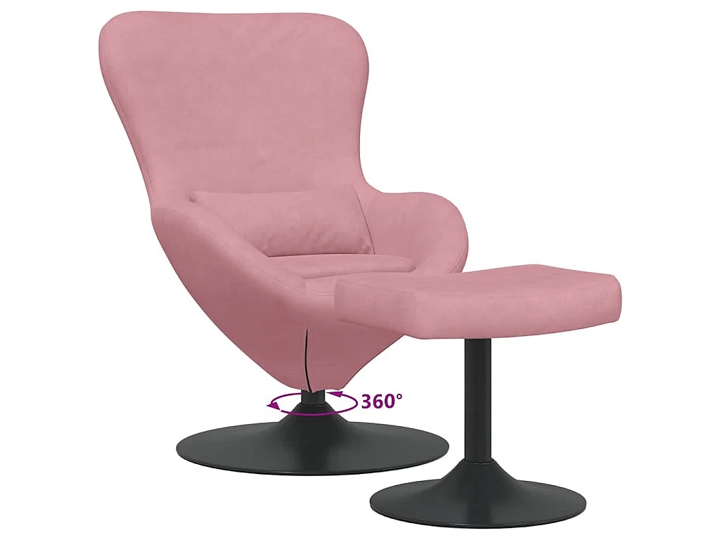 Cadeira Egg com Puff Rosa Veludo