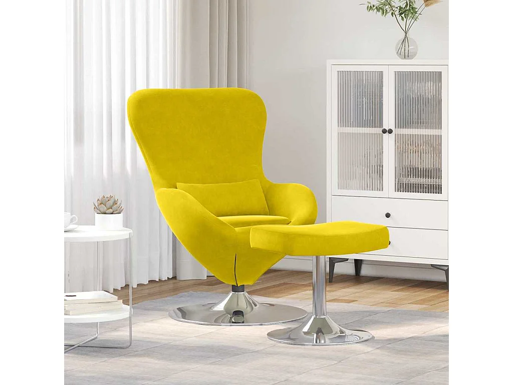 Cadeira ovo 2 pcs Amarelo 63 x 73 x 90 cm Veludo