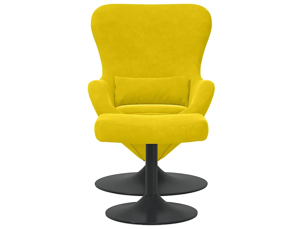 Chaise Œuf avec Pouf Jaune Velours