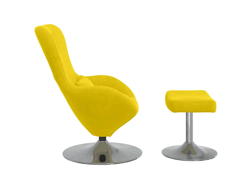 Chaise Œuf avec Pouf Jaune Velours