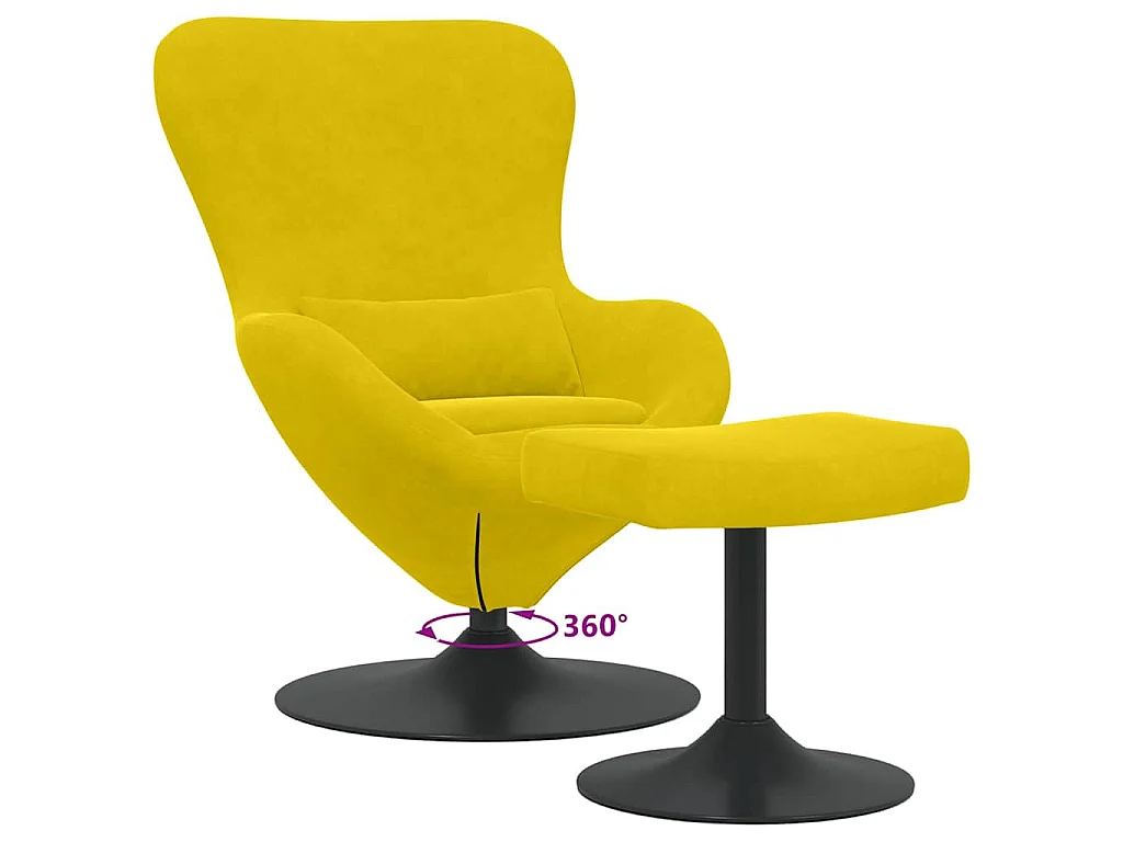 Chaise Œuf avec Pouf Jaune Velours
