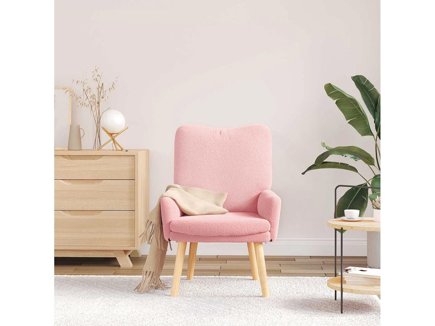 poltrona Rosa 63 x 67 x 94 cm Tessuto di Pecora e Plywood