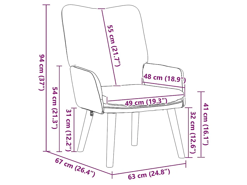 fauteuil Rose 63 x 67 x 94 cm