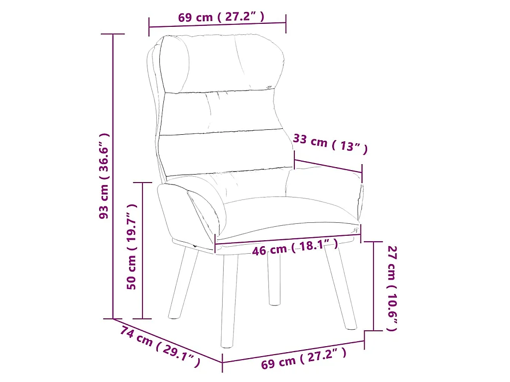 fauteuil Gris foncé 69 x 74 x 93 cm Velours
