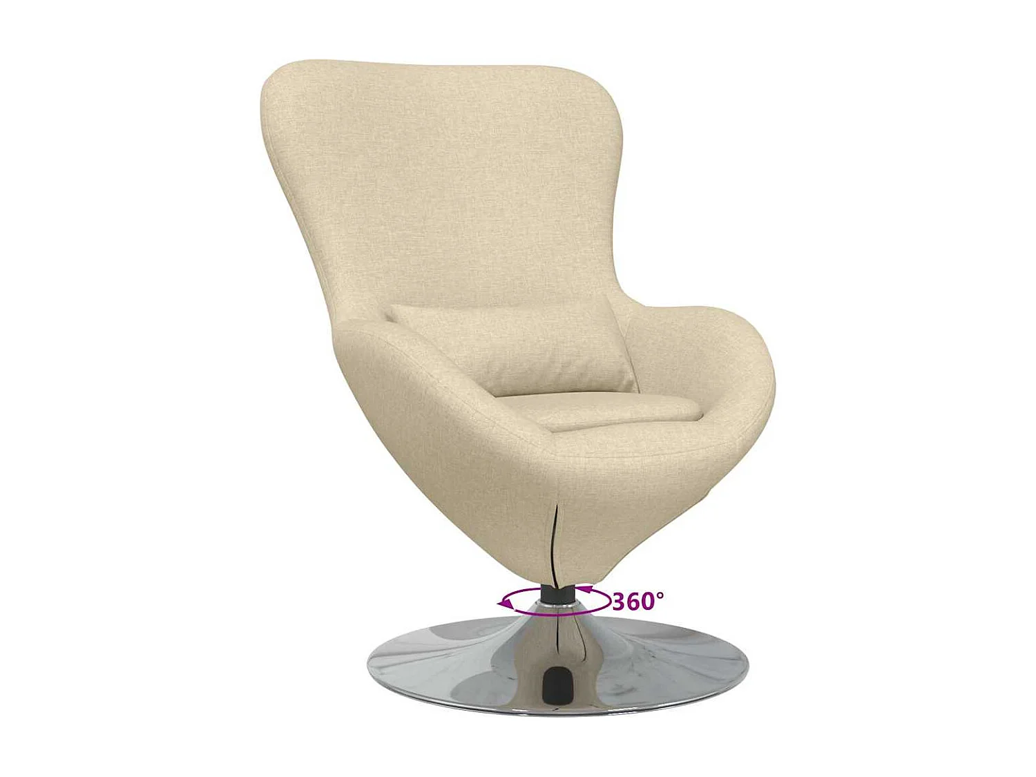 Eivormige stoel Crème 63 x 73 x 90 cm Stof