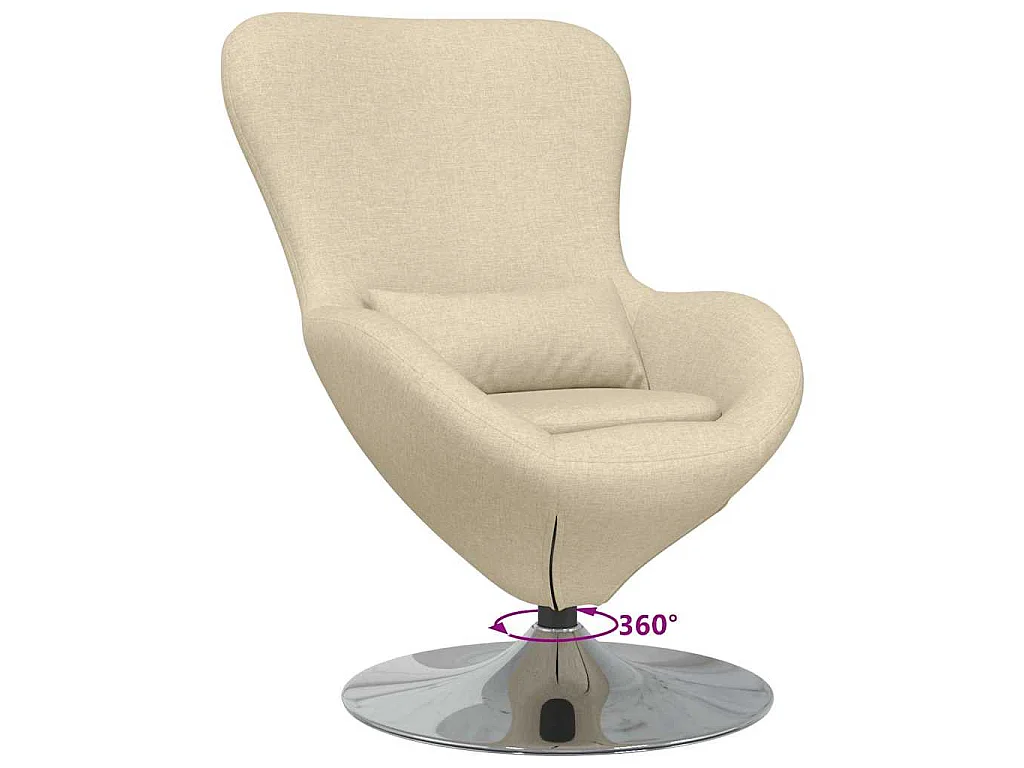 Fauteuil œuf Crème 63 x 73 x 90 cm tissu