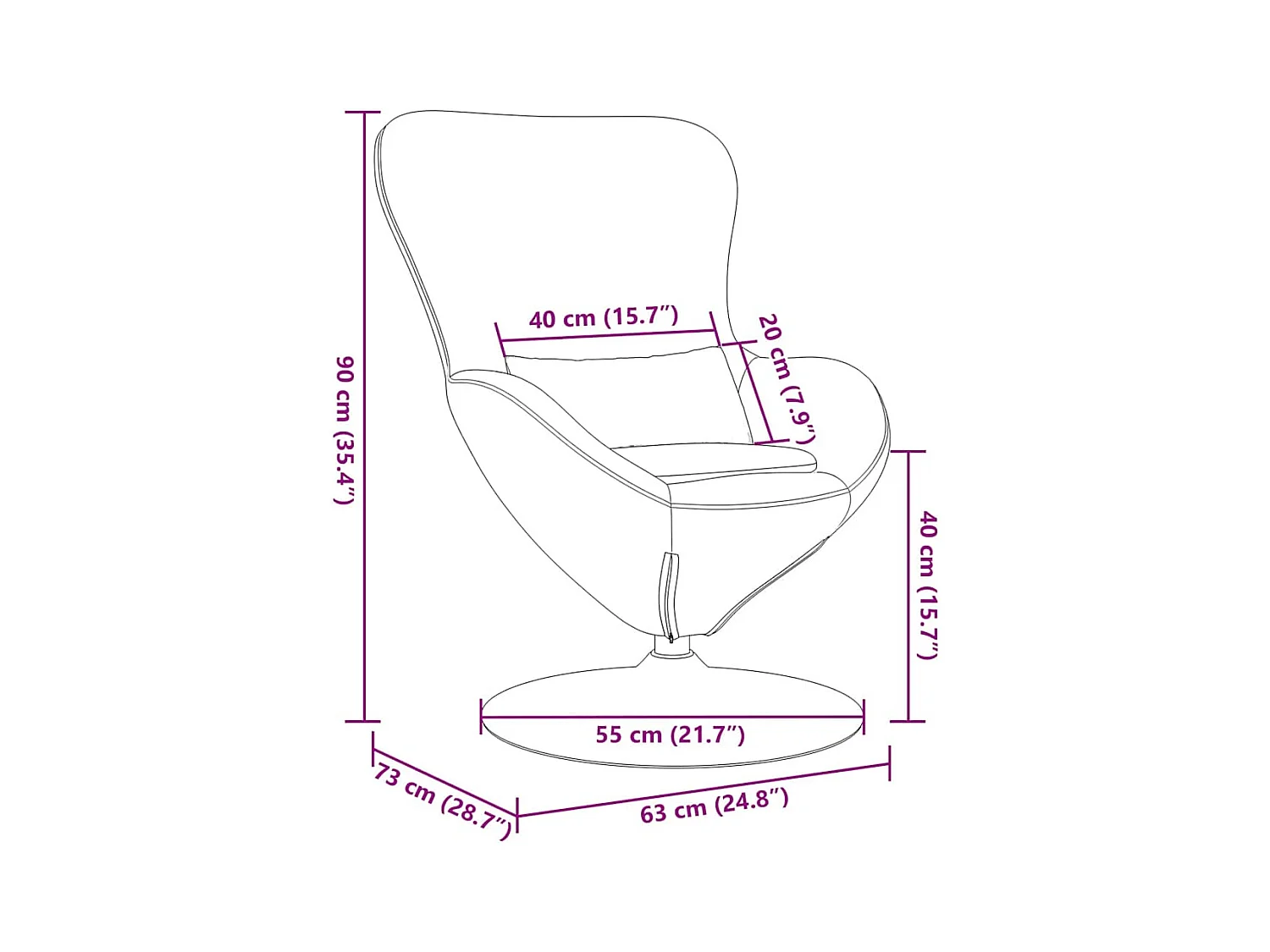 Fauteuil œuf Marron 63 x 73 x 90 cm Velours