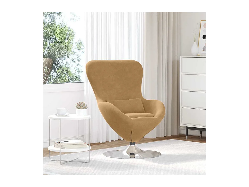 Fauteuil œuf Marron clair 63 x 73 x 90 cm Velours