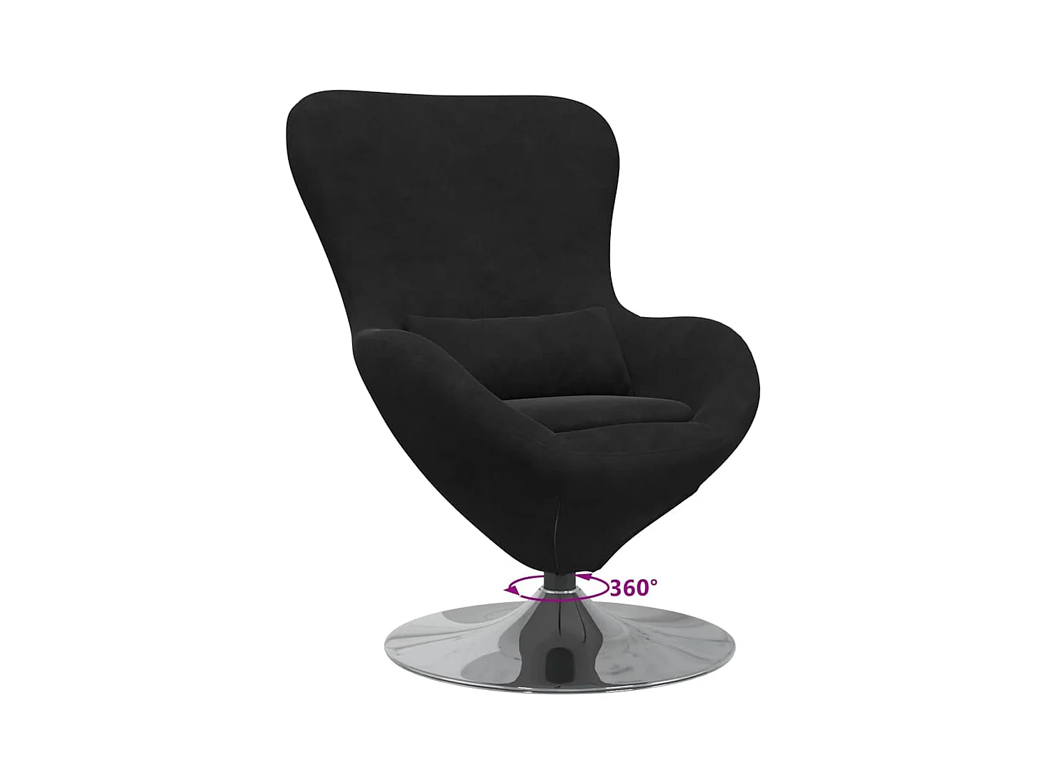 Fauteuil œuf Noir 63 x 73 x 90 cm Velours