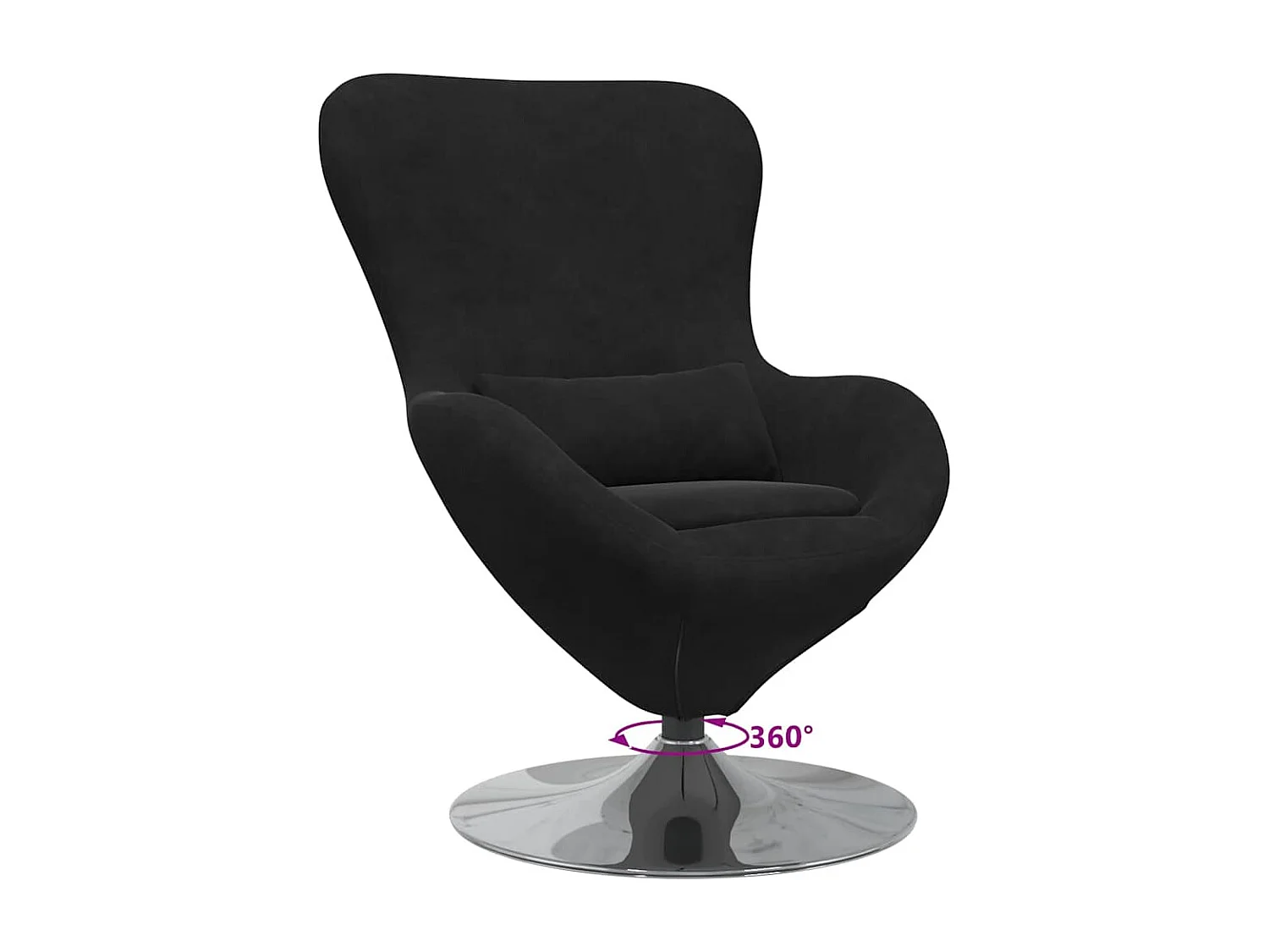 Sillón huevo Negro 63 x 73 x 90 cm Terciopelo