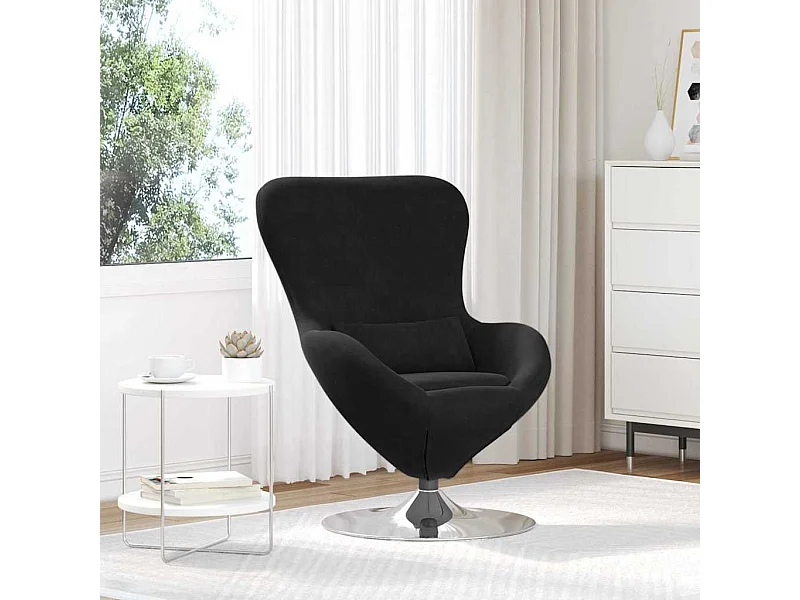 Eivormige stoel Zwart 63 x 73 x 90 cm Fluweel