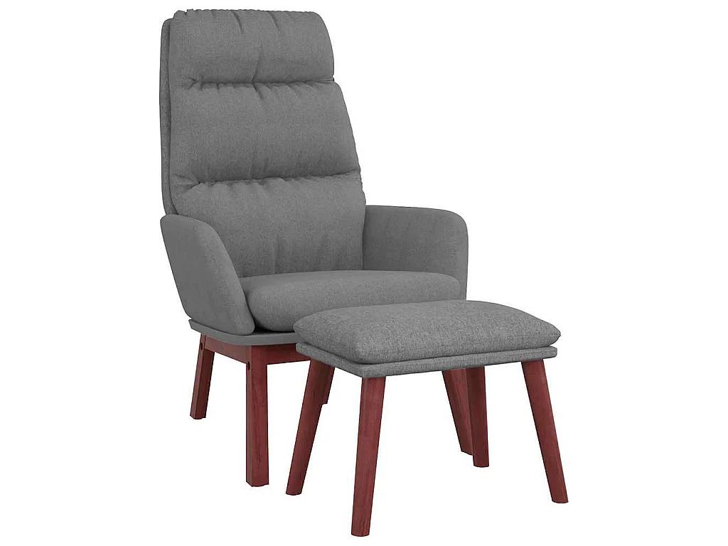 Chaise de relaxation avec tabouret Gris clair Tissu