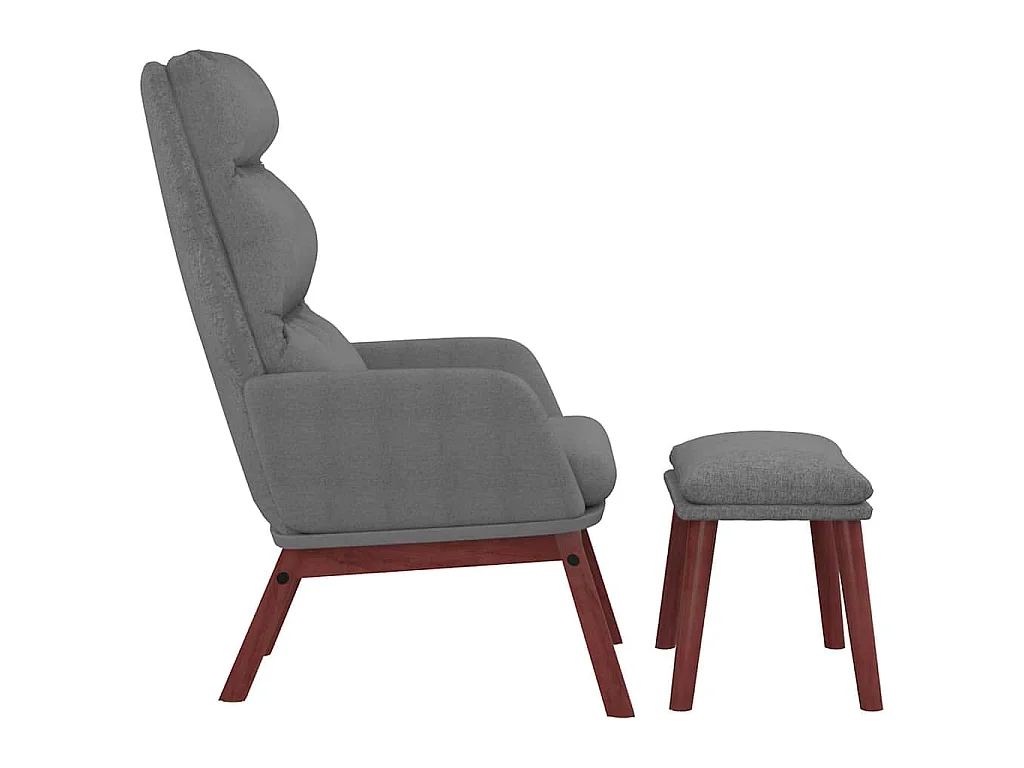 Chaise de relaxation avec tabouret Gris clair Tissu