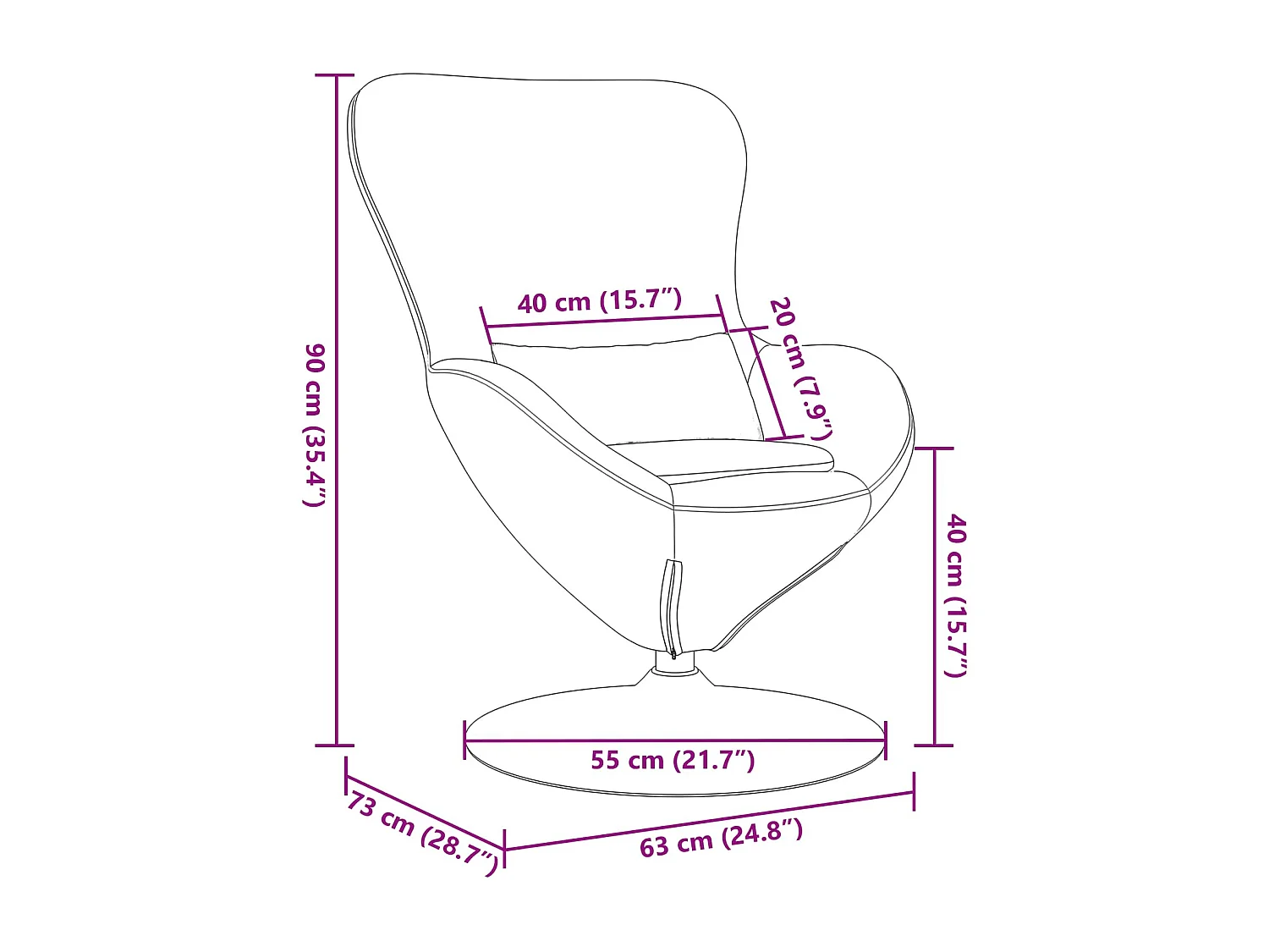 Fauteuil œuf Gris foncé Velours
