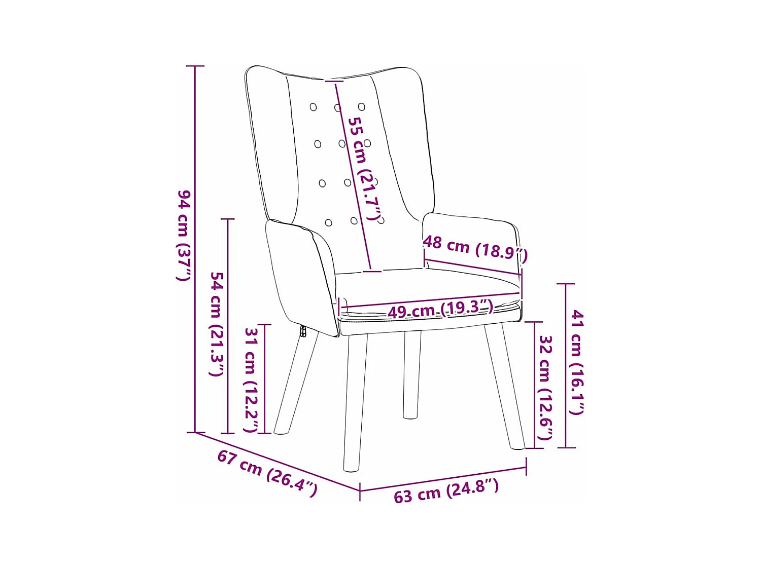 Fauteuil relaxant Rose 63 x 67 x 94 cm Velours